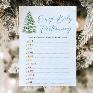 Kerstboom Baby Emoji Pictionary Spel met Strikken Kaart