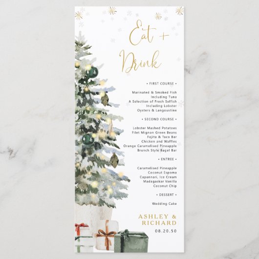 Kerstboom Baby Shower Menu (Voorkant)