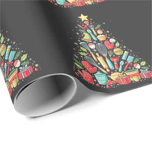Kerstboom bakken Chef Cook Kerstmis Cadeaupapier (Rol Hoek)