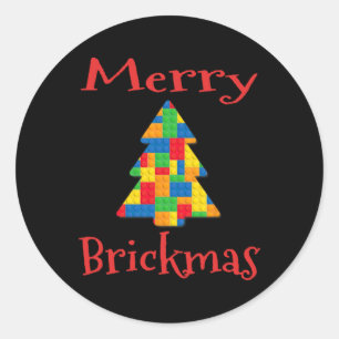 Kerstboom baksteen hoofdbouwer baksteen set blok ronde sticker