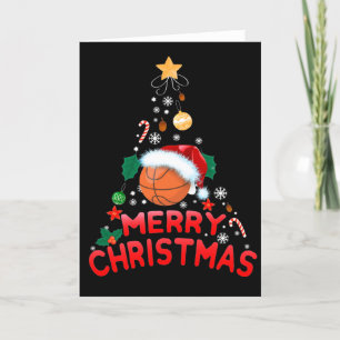 Kerstboom Basketbal Kerstman Hoed 2021 Feestdagen Kaart