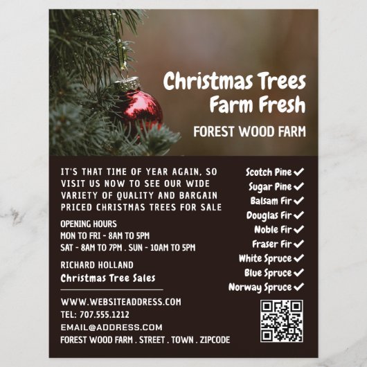 Kerstboom Bauble, kerstboomverkoop Flyer (Voorkant)