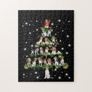 Kerstboom beagle, bedekt door vlieglicht legpuzzel