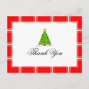 Kerstboom Bedankt Rood Briefkaart