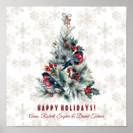 Kerstboom Bessen Kerstgroeten Monogram Poster