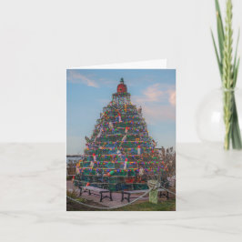 Kerstboom bij Block Island Harbor, RI Aankondiging