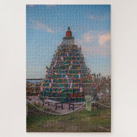Kerstboom bij Block Island Harbor, RI Legpuzzel (Verticaal)