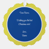 Kerstboom Blauw & Geel Papier Ornament Kaart (Achterkant)