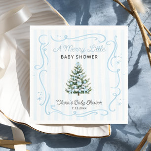 Kerstboom Blauwe Winter Baby Shower Servet