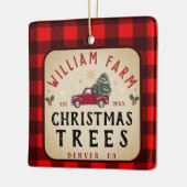 Kerstboom Boerderij dennenbomen boerderij stijl Keramisch Ornament (Links)