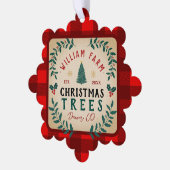 Kerstboom Boerderij dennenbomen boerderij stijl Ornament Kaart (Links)