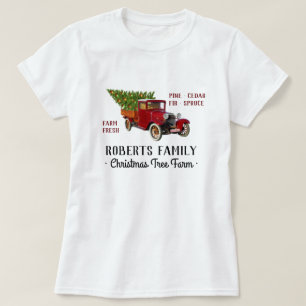 Kerstboom Boerderij Red Truck Rustige naam T-shirt