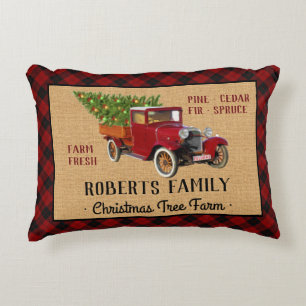 Kerstboom Boerderij  Truck Red Pset Rustige Accent Kussen