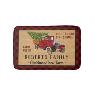 Kerstboom Boerderij  Truck Red Pset Rustige Badmat
