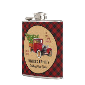 Kerstboom Boerderij Truck Red Pset Rustige Heupfles (Links)