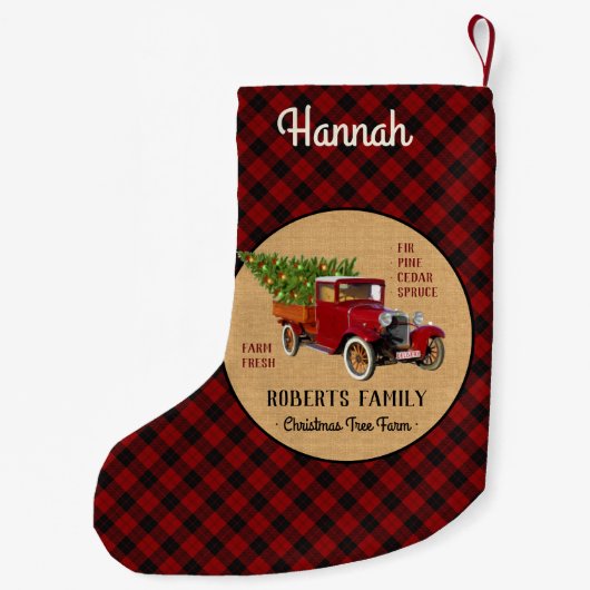 Kerstboom Boerderij Truck Red Pset Rustige Kleine Kerstsok (Achterkant)