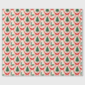 Kerstboom & Bow Pattern Wrapping Papierrol Cadeaupapier (Vlak)