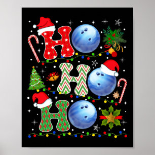 Kerstboom Bowlen Ho Ho Santa Lights Kerstmis Poster