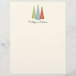 Kerstboom Briefpapier in Midcentury Modern Stijl Flyer