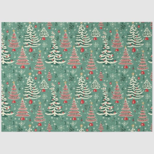 Kerstboom Broadcloth: Rood & Groen Kerstmis Tissuepapier (Voorkant)