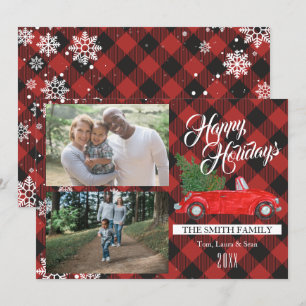 Kerstboom Buffalo Plaid Foto Kerst Kaart