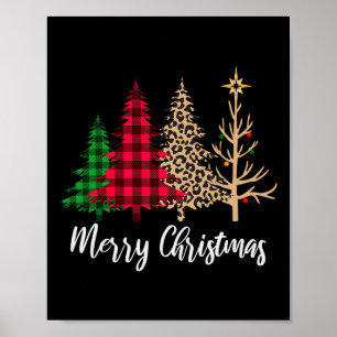 Kerstboom Buffalo Plaid Rood Groen Luipaard Xma Poster