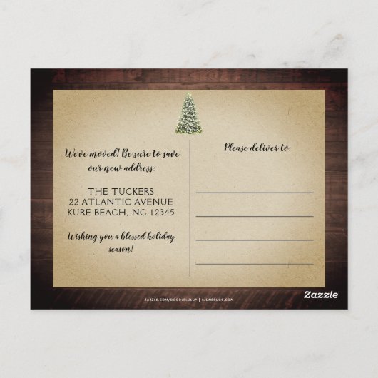 Kerstboom Buffalo Pset Rustic New THME Briefkaart (Achterkant)