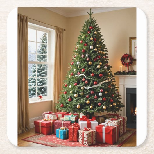 Kerstboom & cadeaus onderzetter (Voorkant)