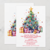 Kerstboom Cadeaus Rode Partij Kaart (Voorkant / Achterkant)