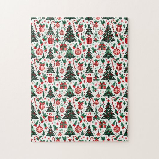 Kerstboom, cadeaus, suikerriet legpuzzel (Verticaal)