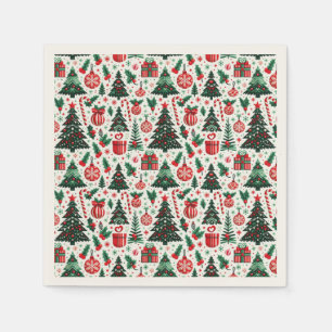 Kerstboom, cadeaus, suikerriet servet