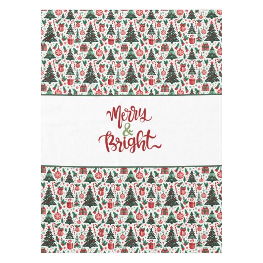 Kerstboom, cadeaus, suikerriet tafelkleed (Voorkant)