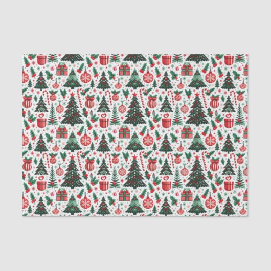 Kerstboom, cadeaus, suikerriet tissuepapier (Voorkant)