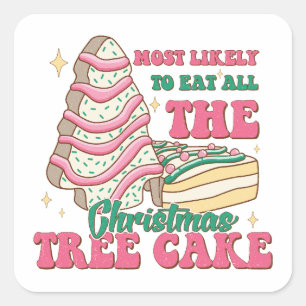 Kerstboom Cake Moderne Feestdagen Vierkante Sticker