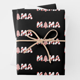 Kerstboom Cake Overeenkomende Familie Feest Mama Inpakpapier Vel