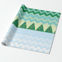 Kerstboom Chevron Scene Cadeaupapier