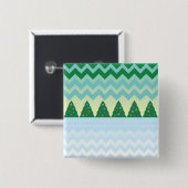 Kerstboom Chevron Scene Vierkante Button 5,1 Cm (Voorkant /achterkant)