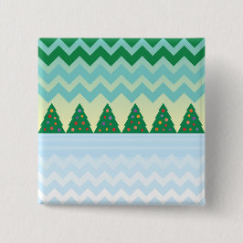 Kerstboom Chevron Scene Vierkante Button 5,1 Cm