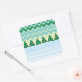 Kerstboom Chevron Scene Vierkante Sticker (Envelop)