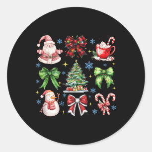 Kerstboom Coquette Bow Santa Claus Snoep Paja Ronde Sticker