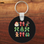 Kerstboom Coquette Bow Santa Claus Snoep Sleutelhanger (Voorkant)