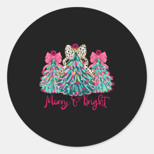 Kerstboom Coquette Merry And Bright Ronde Sticker