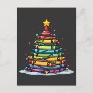 Kerstboom Crayon Onderwijs Kerstmis Briefkaart