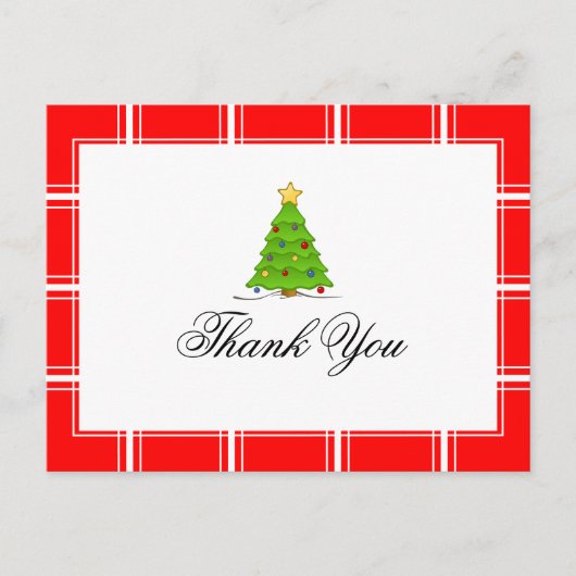 kerstboom Dank je wel rood Briefkaart (Voorkant)