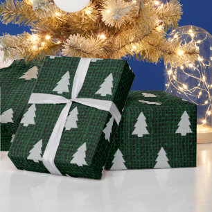 Kerstboom - de Donkergroene Textuur van de Jute Cadeaupapier
