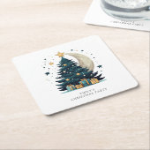 Kerstboom De Maan Vierkante Kartonnen Onderzetter (Schuin)