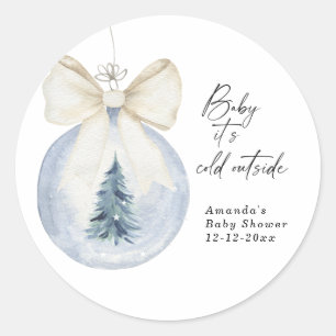 Kerstboom decoratie met strik Baby shower Ronde Sticker