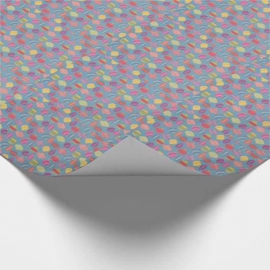 Kerstboom decoraties blauw cadeaupapier (Hoek)