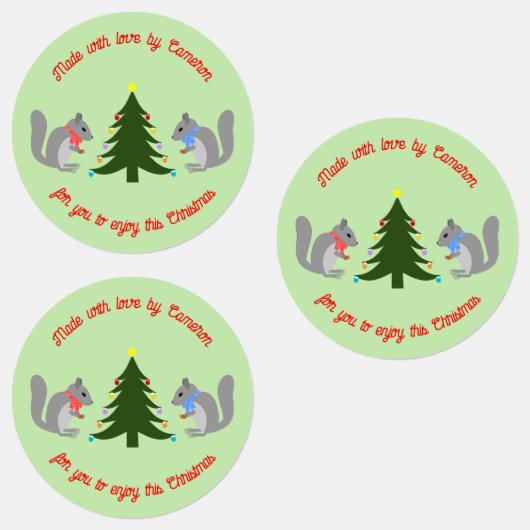 Kerstboom Decorating Eekhoorns Custom Labels (Groep)