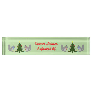 Kerstboom Decorating Eekhoorns Custom Naambordje